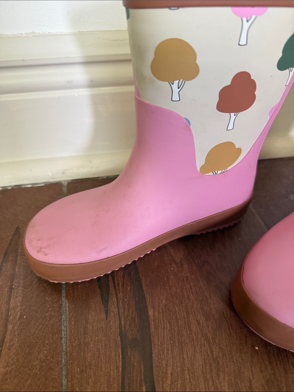 Kids Pink Waterproof Rain Boots with Tree Motif - Picture 7 of 9